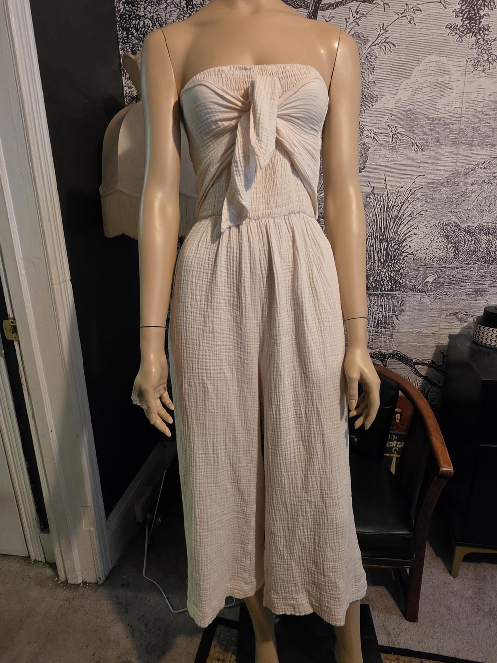 Grade & Gather Mara Strapless Smocked Bow-Front Gauze Jumpsuit – NWOT Size S
